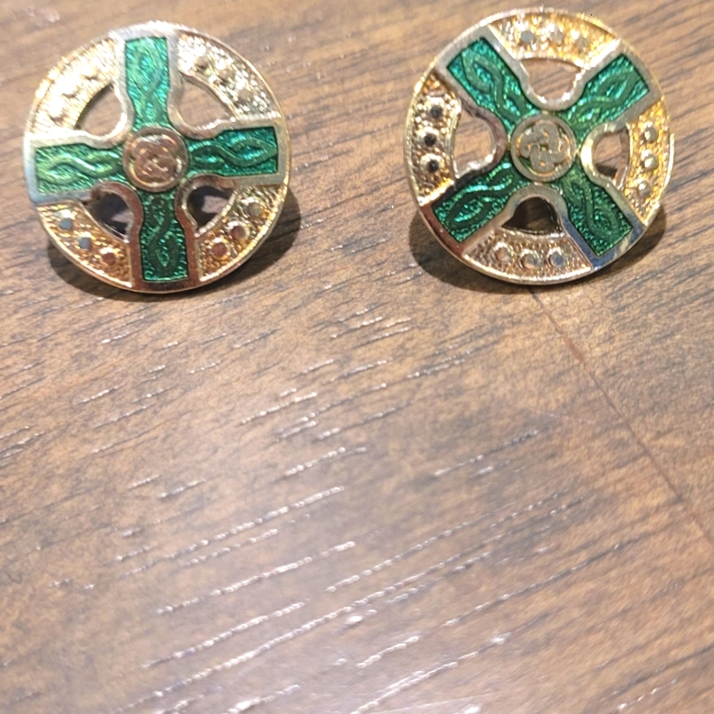 Enamel Celtic Cross pierced Earrings